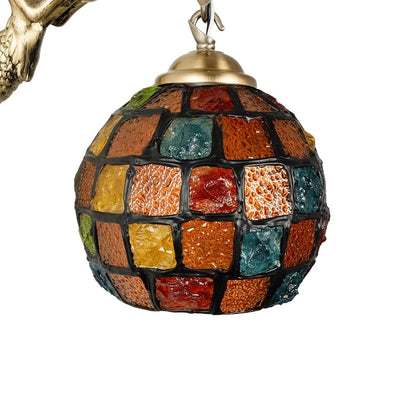 MERMAID 02389 Vintage Wall Light - Sconce with Socket 1 x E27 AC 220-240V IP20 - Bronze & Multicolored - L17 x W30 x H27