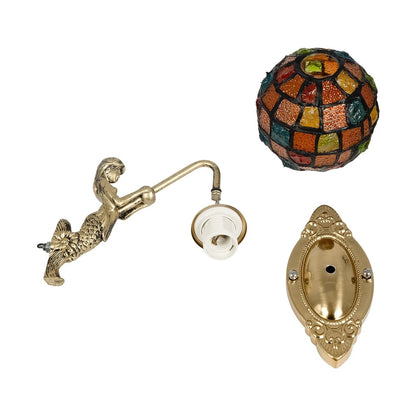 MERMAID 02389 Vintage Wall Light - Sconce with Socket 1 x E27 AC 220-240V IP20 - Bronze & Multicolored - L17 x W30 x H27