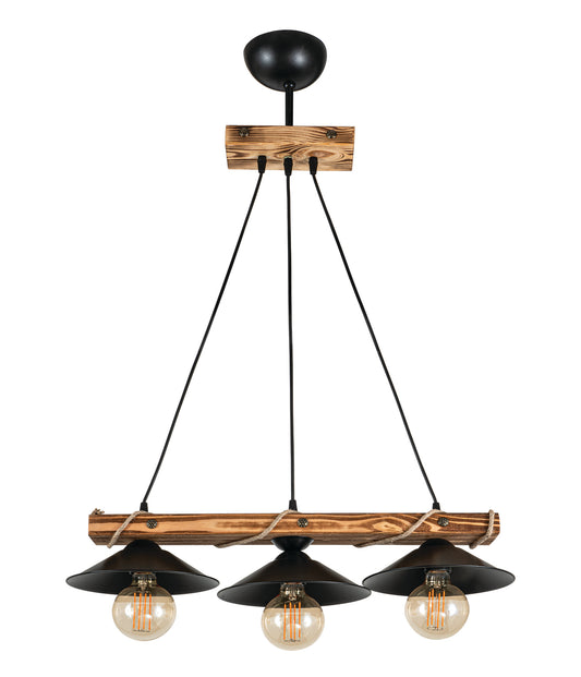 PDT 2060-3 ΡΑΓΑ ΞΥΛΙΝΗ ΜΕ ΚΑΜΠΑΝΑ ΚΑΠΕΛΟ 3xΕ27 68x23x97