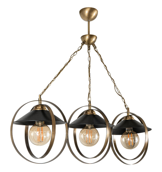 PDT 2062-3 # ΚΡΕΜ. 3/Φ ΔΥΟ ΜΕΤΑΛΛΙΚΟΙ ΚΥΚΛΟΙ ΣΥΝΔΥΑΣΜΟΣ ΜΕ ΚΑΜΠΑΝΑ Ε27 79x23x80