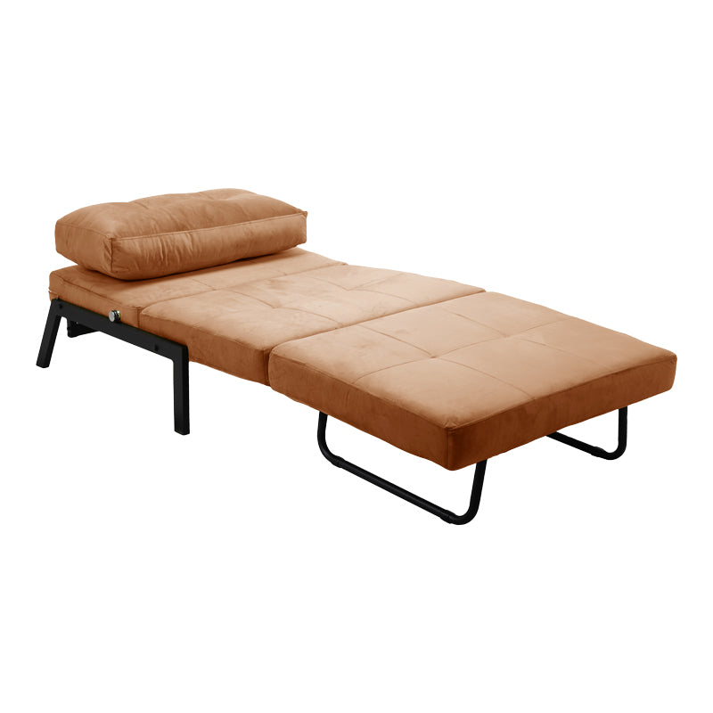 Πολυθρόνα-Κρεβάτι Fancy Ύφασμα Βελούδο σε Σάπιο Μήλο Απόχρωση και Πόδι Μαύρο Μέταλλο 95x98x70