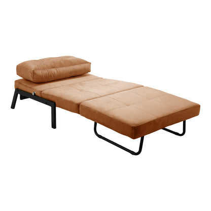 Πολυθρόνα-Κρεβάτι Fancy Ύφασμα Βελούδο σε Σάπιο Μήλο Απόχρωση και Πόδι Μαύρο Μέταλλο 95x98x70