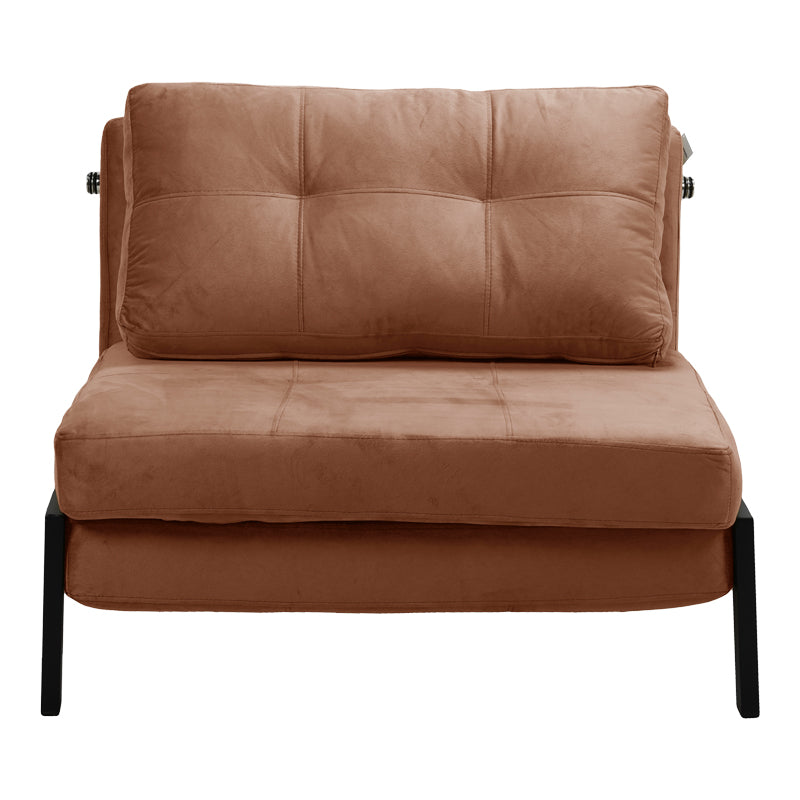 Πολυθρόνα-Κρεβάτι Fancy Ύφασμα Βελούδο σε Σάπιο Μήλο Απόχρωση και Πόδι Μαύρο Μέταλλο 95x98x70