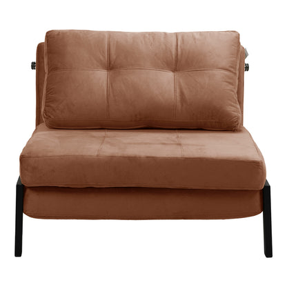 Πολυθρόνα-Κρεβάτι Fancy Ύφασμα Βελούδο σε Σάπιο Μήλο Απόχρωση και Πόδι Μαύρο Μέταλλο 95x98x70