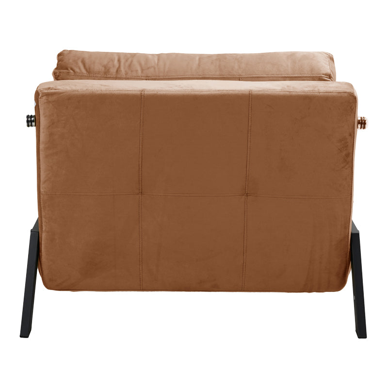 Πολυθρόνα-Κρεβάτι Fancy Ύφασμα Βελούδο σε Σάπιο Μήλο Απόχρωση και Πόδι Μαύρο Μέταλλο 95x98x70