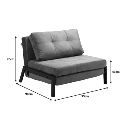 Πολυθρόνα-Κρεβάτι Fancy Ύφασμα Βελούδο σε Σάπιο Μήλο Απόχρωση και Πόδι Μαύρο Μέταλλο 95x98x70