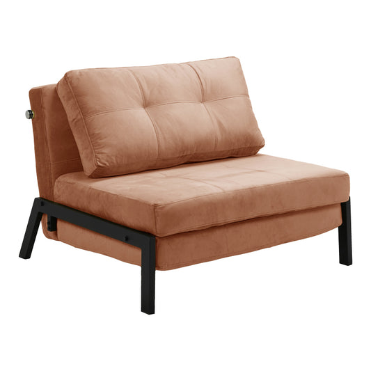 Πολυθρόνα-Κρεβάτι Fancy Ύφασμα Βελούδο σε Σάπιο Μήλο Απόχρωση και Πόδι Μαύρο Μέταλλο 95x98x70