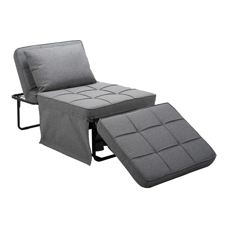 Σκαμπό-Κρεβάτι Grejio Ύφασμα σε Γκρι Απόχρωση και Πόδι Μαύρο Μέταλλο 70x70x45