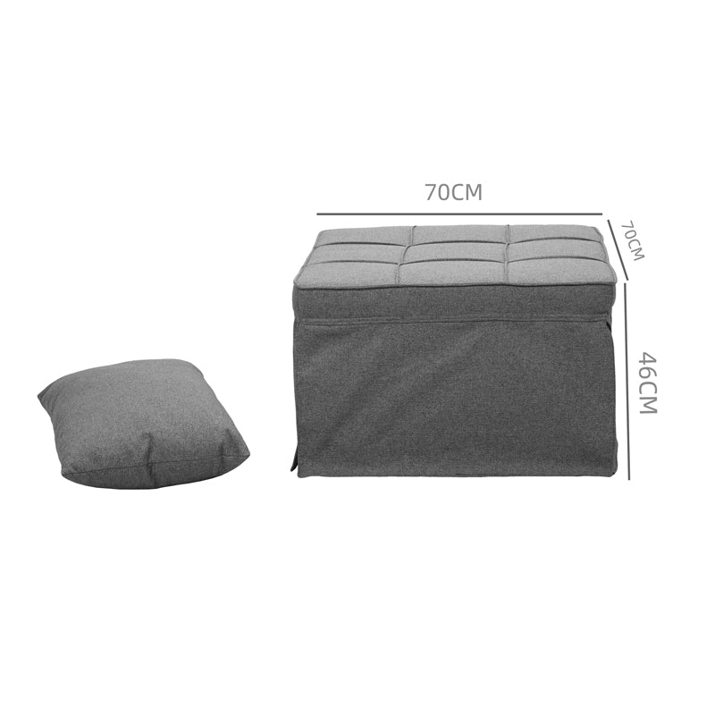 Σκαμπό-Κρεβάτι Grejio Ύφασμα σε Γκρι Απόχρωση και Πόδι Μαύρο Μέταλλο 70x70x45