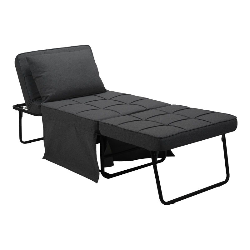 Σκαμπό-Κρεβάτι Grejio Ύφασμα σε Ανθρακί Απόχρωση και Πόδι Μαύρο Μέταλλο 70x70x45