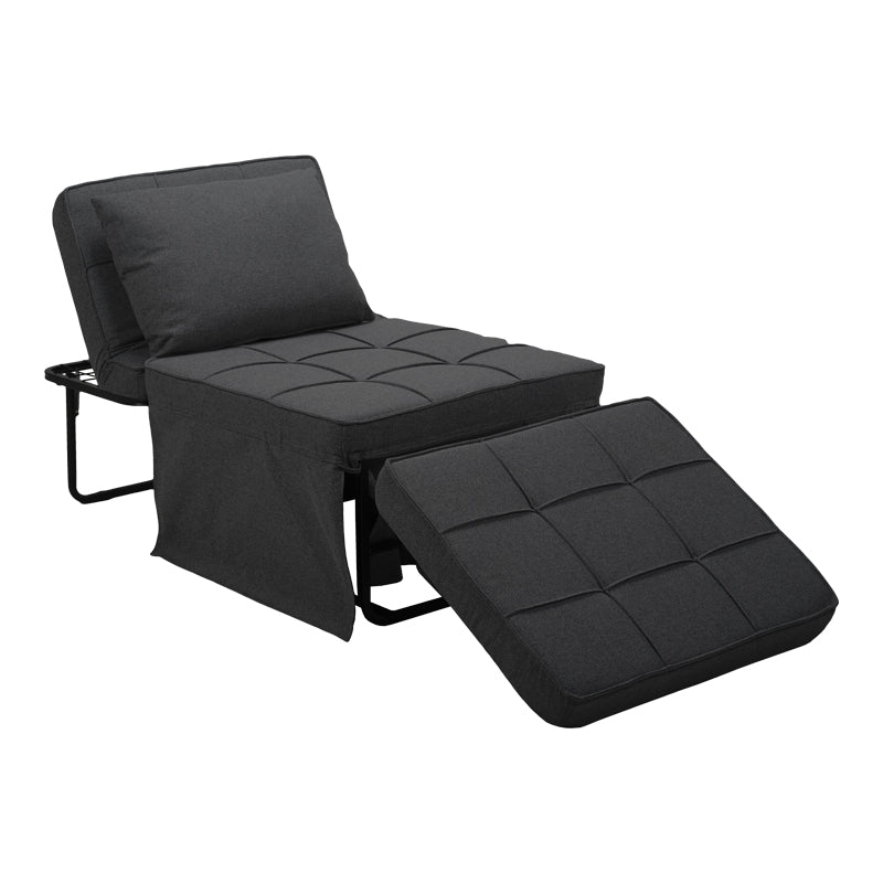 Σκαμπό-Κρεβάτι Grejio Ύφασμα σε Ανθρακί Απόχρωση και Πόδι Μαύρο Μέταλλο 70x70x45