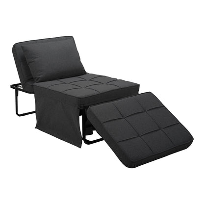 Σκαμπό-Κρεβάτι Grejio Ύφασμα σε Ανθρακί Απόχρωση και Πόδι Μαύρο Μέταλλο 70x70x45