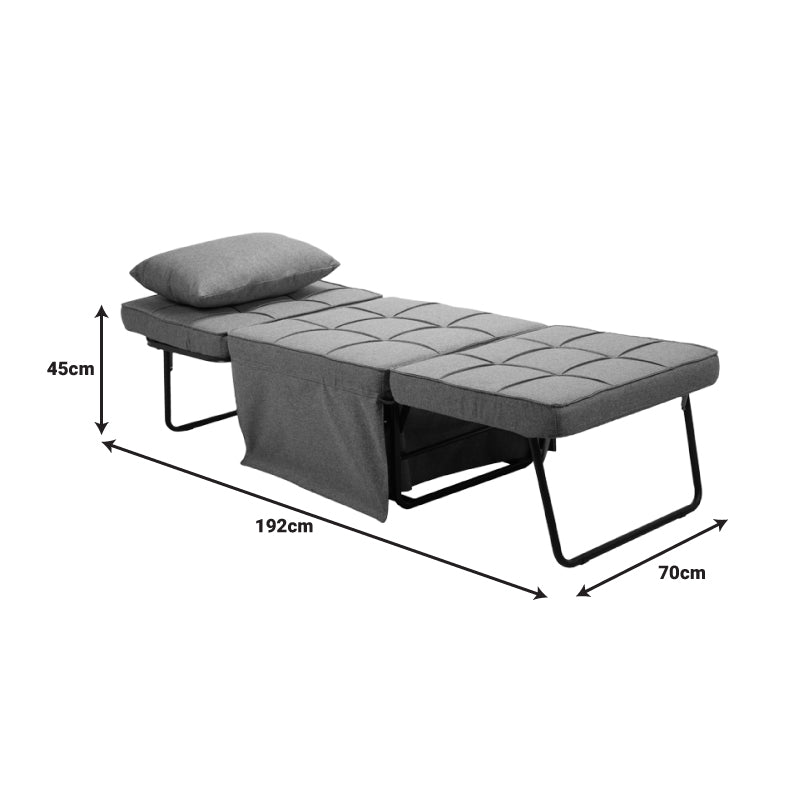 Σκαμπό-Κρεβάτι Grejio Ύφασμα σε Ανθρακί Απόχρωση και Πόδι Μαύρο Μέταλλο 70x70x45