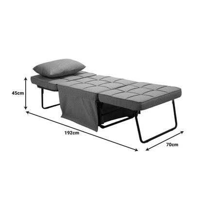 Σκαμπό-Κρεβάτι Grejio Ύφασμα σε Ανθρακί Απόχρωση και Πόδι Μαύρο Μέταλλο 70x70x45