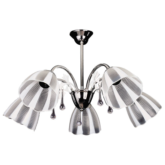 PDT 194-5 ΠΟΛΥΦΩΤΟ ΝΙΚΕΛ ΛΕΥΚΟ/ΔΙΑΦΑΝΟ ΓΥΑΛΙ 5xΕ27 Φ60x43