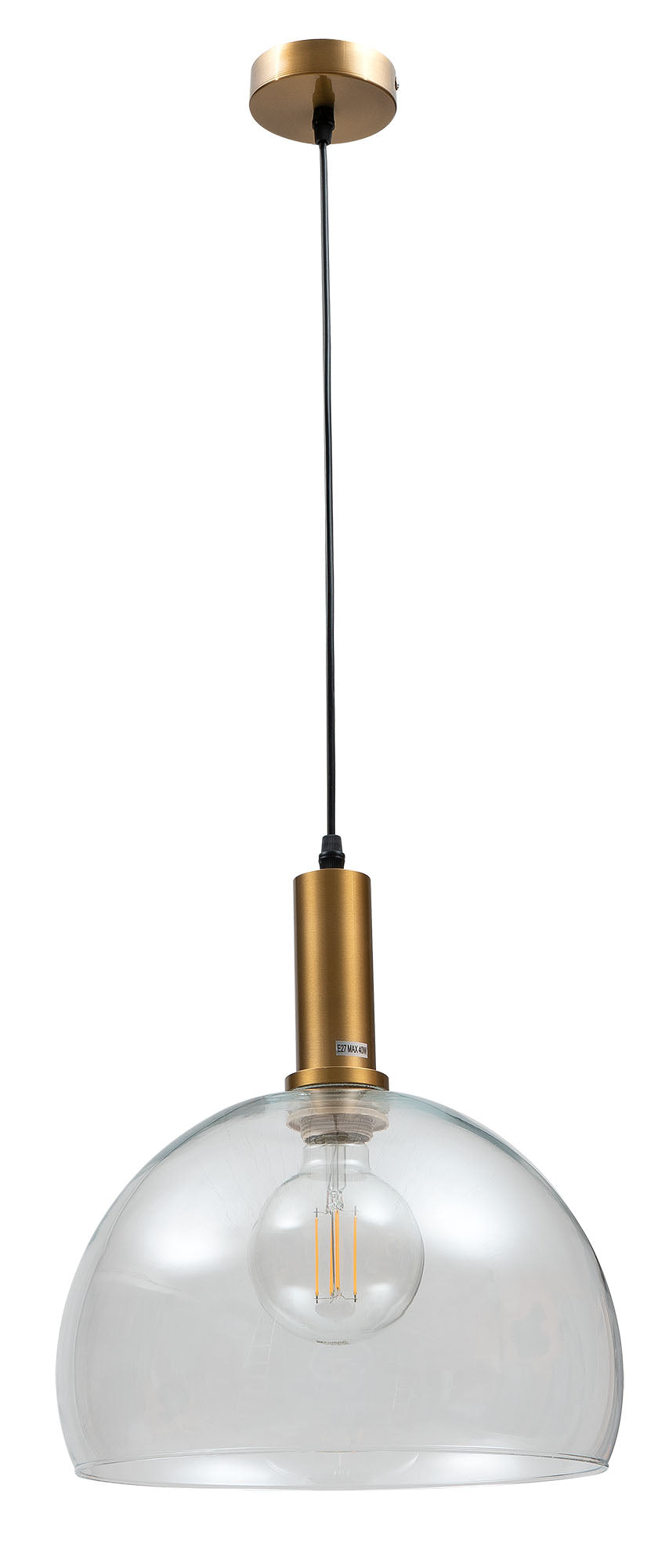 PDT 1458 TR # 1/Φ ΓΥΑΛΙΝΟ ΗΜΙΣΦΑΙΡΙΟ ΔΙΑΦΑΝΟ 1xΕ27 Φ28x120