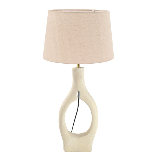 TLI 6336 40BG ΕΠΙΤΡΑΠΕΖΙΑ ΛΑΜΠΑ ΞΥΛΙΝΗ ΛΕΥΚΗ ΣΤΡΟΓΓΥΛΗ ΨΙΛΗ ΜΕ ΑΜΠΑΖΟΥΡ ΜΠΕΖ 1xΕ27 Φ40x(50-76)