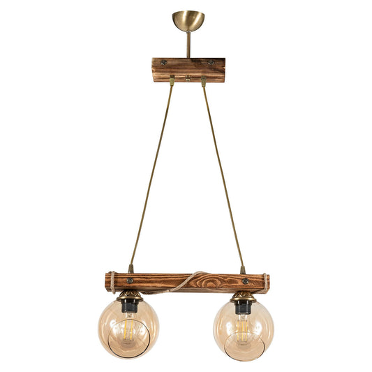 PDT 2059-2 ΡΑΓΑ 2/Φ ΞΥΛΙΝΗ ΜΕ ΜΕΛΙ ΓΥΑΛΙ 2xΕ27 Φ15x45x113