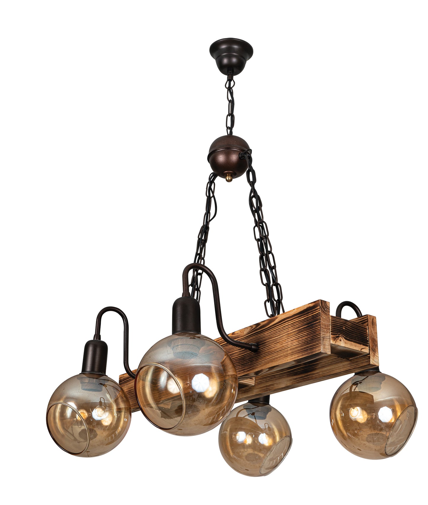 PDA 296-4 ΞΥΛΙΝΗ ΡΑΓΑ ΜΕ 4 ΜΠΡΑΤΣΑ ΓΥΑΛΙ ΜΕΛΙ 4xΕ27 60x50x90