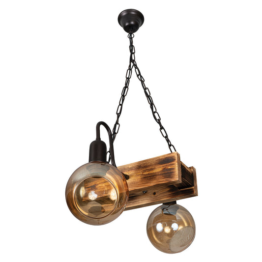 PDA 296-2 ΞΥΛΙΝΗ ΡΑΓΑ ΜΕ 2 ΜΠΡΑΤΣΑ ΓΥΑΛΙ ΜΕΛΙ 2xΕ27 30x50x80