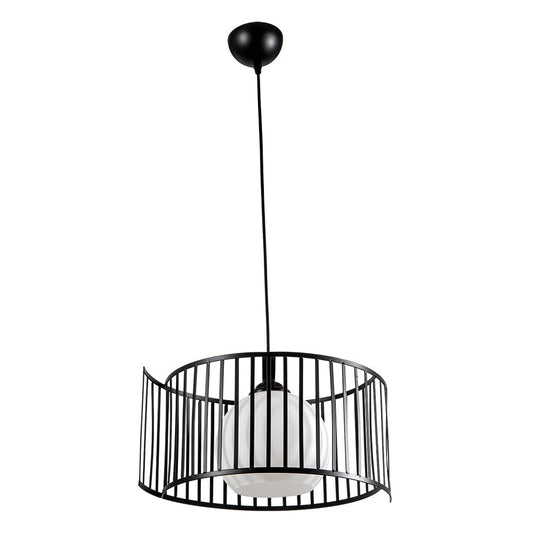 PDC 6086 BK 1/Φ ΜΕΤΑΛΛΙΚΕΣ ΜΑΥΡΕΣ ΒΕΡΓΕΣ & ΟΠΑΛΙΝΑ ΓΥΑΛΙ 1xΕ27 Φ38x90