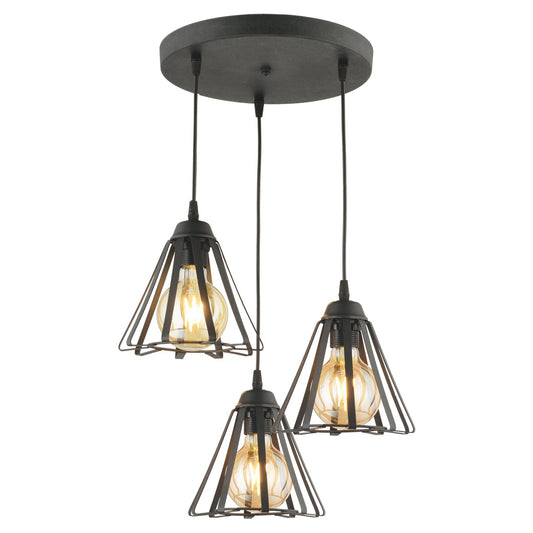 PDT 1255-3 BK 3/Φ ΤΡΙΓΩΝΑ ΣΕ ΡΟΖΕΤΑ 3xΕ27 Φ24x80