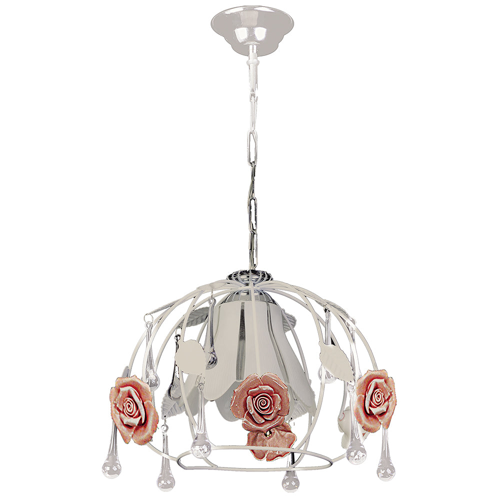 PDT 441 ΚΡΕΜ. 1/Φ 30ΦΥΛΛΟ ΛΕΥΚΟ/ΡΟΖ 1xΕ27 Φ36x57