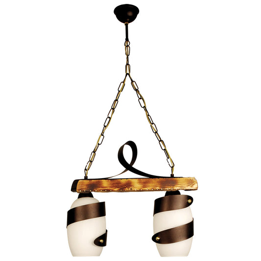 PDA 132-2 WH 2/Φ ΡΑΓΑ-ΞΥΛΟ ΣΚΟΥΡΙΑ ΛΕΥΚΟ ΓΥΑΛΙ 2xΕ27 45x12x110