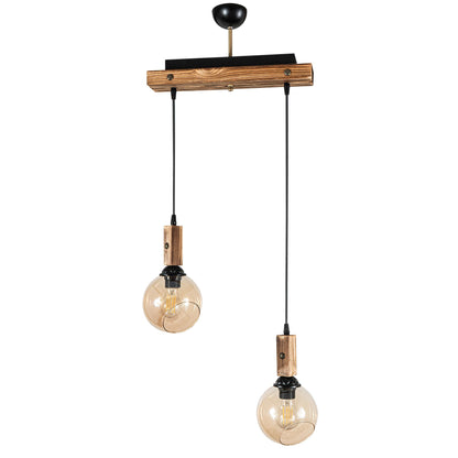 PDT 2061-2S ΡΑΓΑ 2/Φ ΚΡΕΜ. ΛΕΠΤ/ΡΕΙΑ ΞΥΛΟ ΜΕ ΜΕΛΙ ΓΥΑΛΙ 2xΕ27 45x15x110