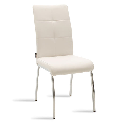 Καρέκλα Ariadne PU Λευκό-Πόδι Χρωμίου