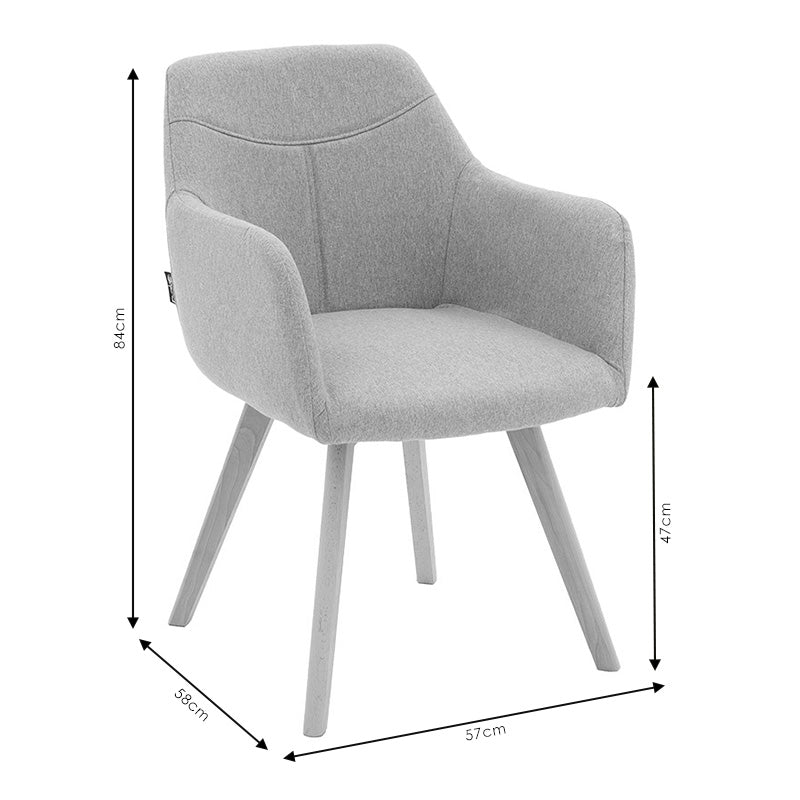 Πολυθρόνα Nasima Ύφασμα Γκρι-Φυσικό 57x58x84