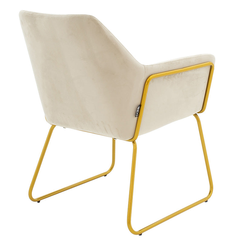 Mira Velvet Armchair Grey Beige-Gold 65x69x86
