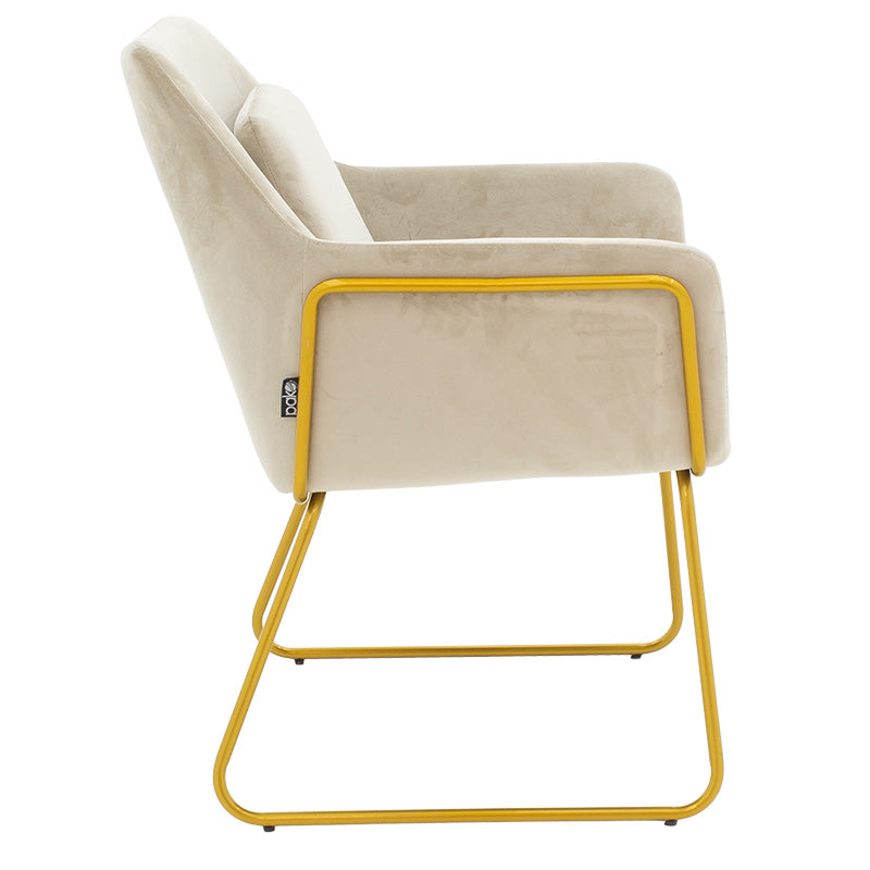 Mira Velvet Armchair Grey Beige-Gold 65x69x86