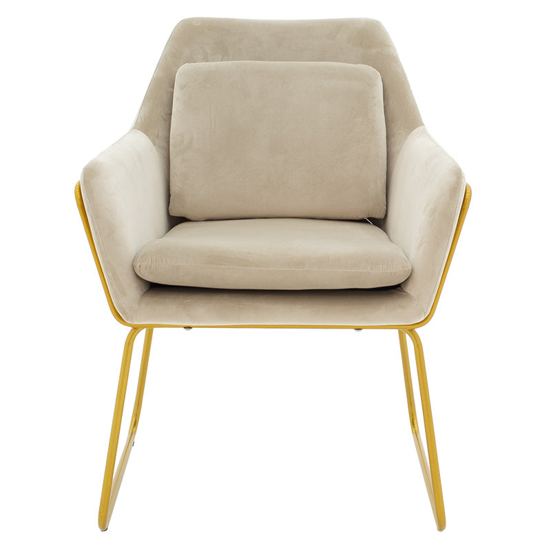 Mira Velvet Armchair Grey Beige-Gold 65x69x86