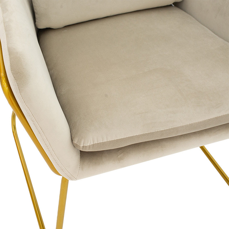 Mira Velvet Armchair Grey Beige-Gold 65x69x86