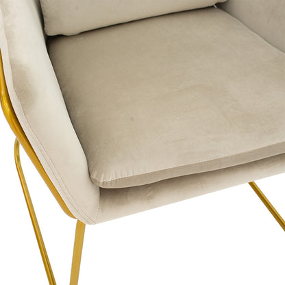 Mira Velvet Armchair Grey Beige-Gold 65x69x86