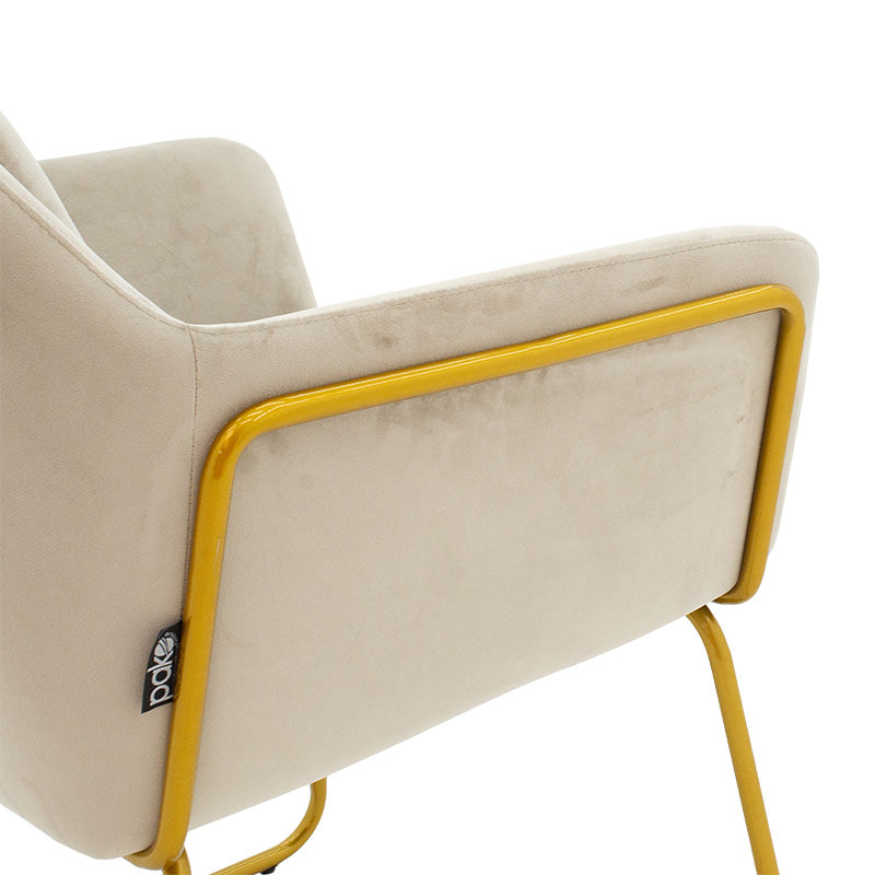 Mira Velvet Armchair Grey Beige-Gold 65x69x86