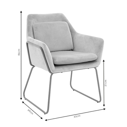 Mira Velvet Armchair Grey Beige-Gold 65x69x86