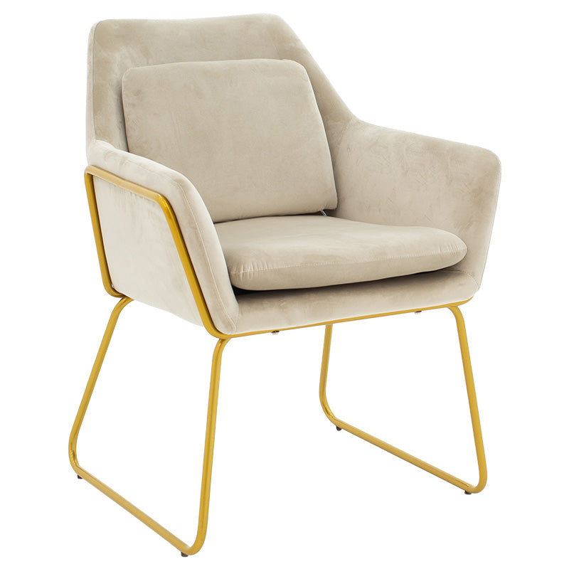 Mira Velvet Armchair Grey Beige-Gold 65x69x86