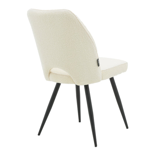 Καρέκλα Renish Μπουκλέ Εκρού-Μεταλλικό Μαύρο Πόδι 61x47x91.5