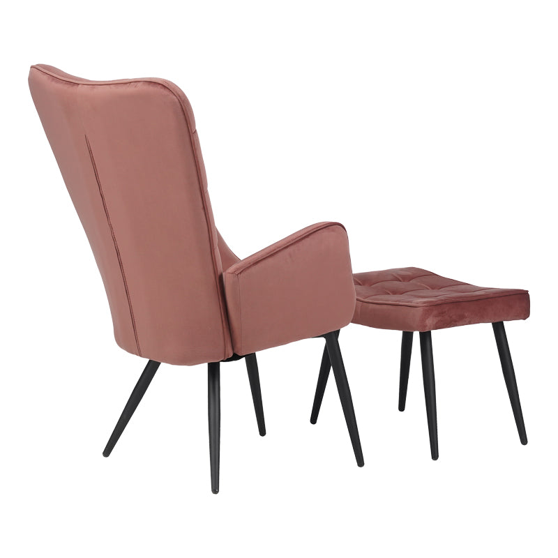 Πολυθρόνα με Υποπόδιο Dorita Βελούδο Σάπιο Μήλο-Μαύρο Πόδι 68.5x76x103