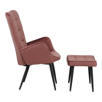 Πολυθρόνα με Υποπόδιο Dorita Βελούδο Σάπιο Μήλο-Μαύρο Πόδι 68.5x76x103