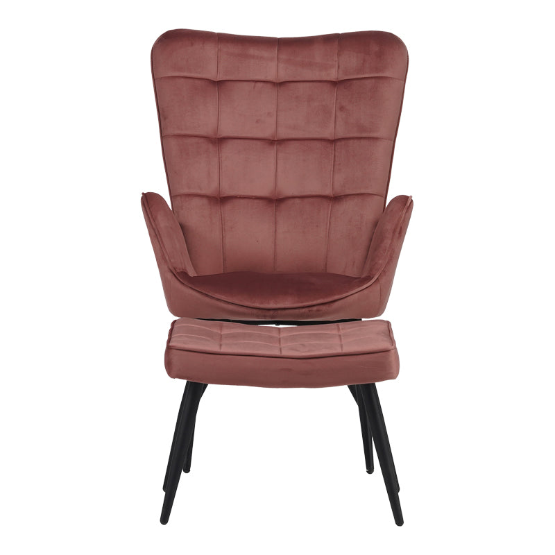 Πολυθρόνα με Υποπόδιο Dorita Βελούδο Σάπιο Μήλο-Μαύρο Πόδι 68.5x76x103