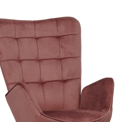 Πολυθρόνα με Υποπόδιο Dorita Βελούδο Σάπιο Μήλο-Μαύρο Πόδι 68.5x76x103