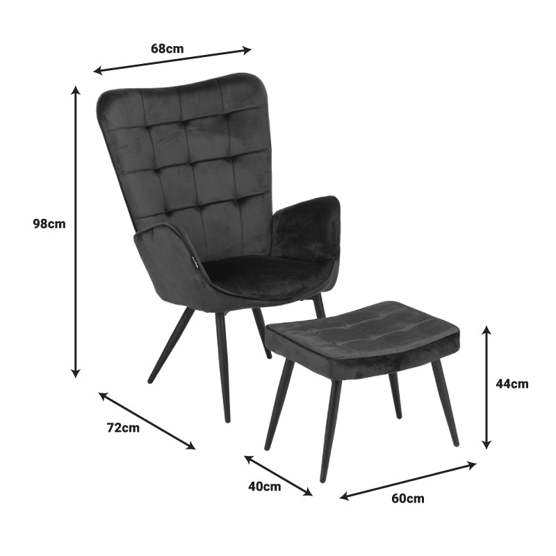 Πολυθρόνα Maddison με Υποπόδιο-Μαξιλάρι Κρεμ Βελούδο-Πόδι Φυσικό 68x72x98