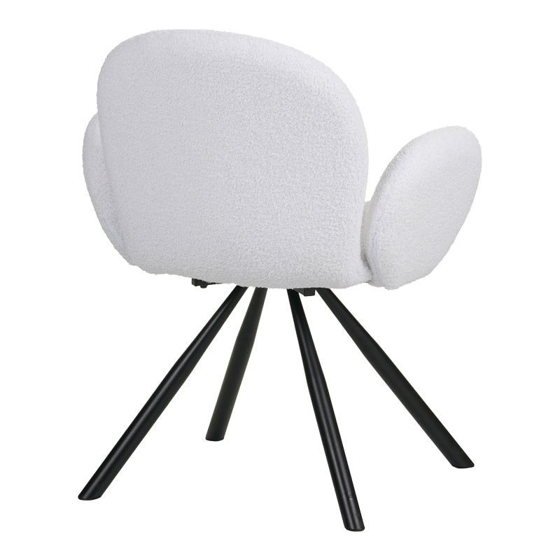 Πολυθρόνα Garzele Λευκό Μπουκλέ Ύφασμα-Πόδι Μαύρο Μέταλλο 68x66x82.5