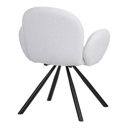 Πολυθρόνα Garzele Λευκό Μπουκλέ Ύφασμα-Πόδι Μαύρο Μέταλλο 68x66x82.5