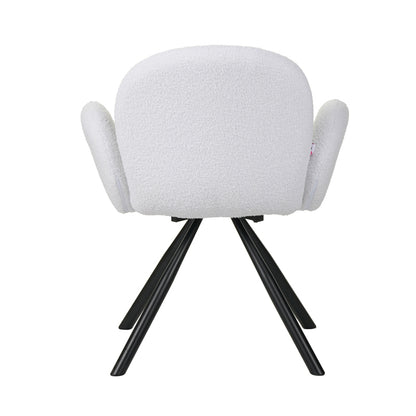 Πολυθρόνα Garzele Λευκό Μπουκλέ Ύφασμα-Πόδι Μαύρο Μέταλλο 68x66x82.5