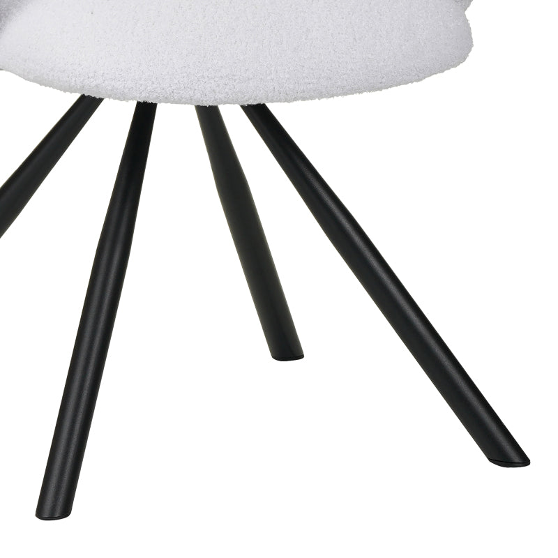 Πολυθρόνα Garzele Λευκό Μπουκλέ Ύφασμα-Πόδι Μαύρο Μέταλλο 68x66x82.5