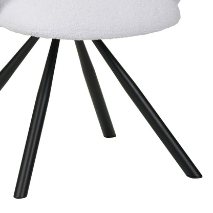 Πολυθρόνα Garzele Λευκό Μπουκλέ Ύφασμα-Πόδι Μαύρο Μέταλλο 68x66x82.5
